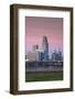 Skyline from the Missouri River at Dawn, Omaha, Nebraska, USA-Walter Bibikow-Framed Photographic Print