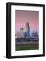 Skyline from the Missouri River at Dawn, Omaha, Nebraska, USA-Walter Bibikow-Framed Photographic Print