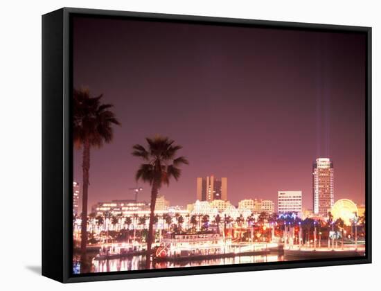 Skyline from the Park at Long Beach Harbor, Long Beach, California, USA-Brent Bergherm-Framed Stretched Canvas