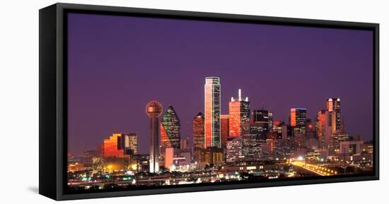 Skyline illuminated at night, Dallas, Texas, USA-null-Framed Stretched Canvas
