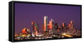 Skyline illuminated at night, Dallas, Texas, USA-null-Framed Stretched Canvas