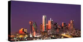 Skyline illuminated at night, Dallas, Texas, USA-null-Stretched Canvas