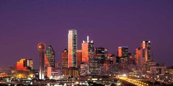 Skyline illuminated at night, Dallas, Texas, USA' Photographic Print | AllPosters.com