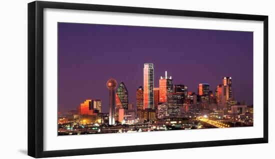 Skyline illuminated at night, Dallas, Texas, USA-null-Framed Photographic Print