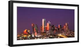 Skyline illuminated at night, Dallas, Texas, USA-null-Framed Photographic Print