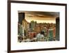 Skyline Manhattan at Sunset-Philippe Hugonnard-Framed Art Print