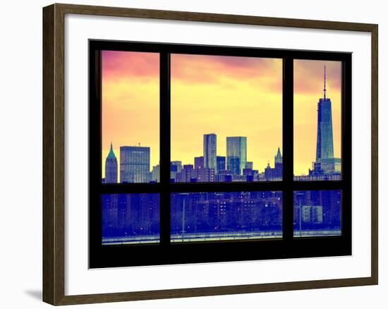 Skyline Manhattan with the One World Trade Center (1WTC) at Sunset - New York, USA-Philippe Hugonnard-Framed Photographic Print