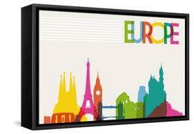 Skyline Monument Silhouette of Europe-cienpies-Framed Stretched Canvas