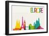 Skyline Monument Silhouette of Europe-cienpies-Framed Premium Giclee Print