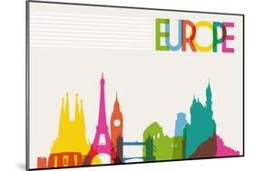 Skyline Monument Silhouette of Europe-cienpies-Mounted Premium Giclee Print