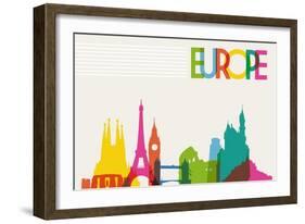 Skyline Monument Silhouette of Europe-cienpies-Framed Art Print