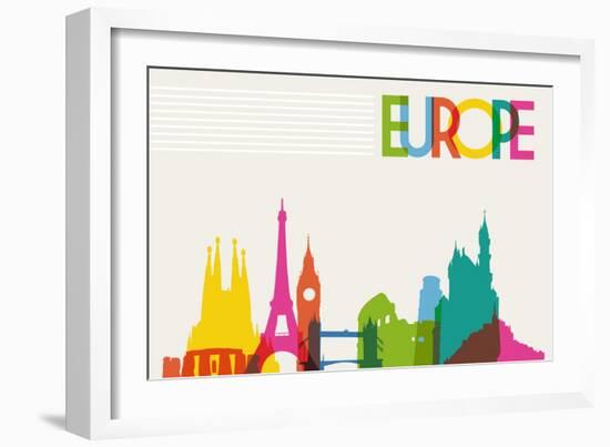 Skyline Monument Silhouette of Europe-cienpies-Framed Art Print