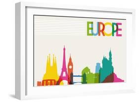 Skyline Monument Silhouette of Europe-cienpies-Framed Art Print