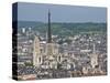 Skyline, Notre Dame Cathedral and Town Seen From St. Catherine Mountain, Rouen, Normandy, France-Guy Thouvenin-Stretched Canvas