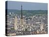 Skyline, Notre Dame Cathedral and Town Seen From St. Catherine Mountain, Rouen, Normandy, France-Guy Thouvenin-Stretched Canvas