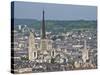 Skyline, Notre Dame Cathedral and Town Seen From St. Catherine Mountain, Rouen, Normandy, France-Guy Thouvenin-Stretched Canvas