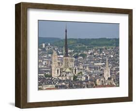 Skyline, Notre Dame Cathedral and Town Seen From St. Catherine Mountain, Rouen, Normandy, France-Guy Thouvenin-Framed Photographic Print