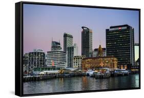 Skyline of Auckland, North Island, New Zealand, Pacific-Michael-Framed Stretched Canvas