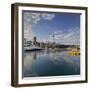 Skyline of Auckland, Yacht Harbour, Wynyard Crossing, Viaduct Basin, Harbour-Rainer Mirau-Framed Photographic Print