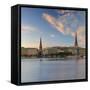 Skyline of Binnenalster Lake at dawn, Hamburg, Germany-Ian Trower-Framed Stretched Canvas