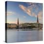 Skyline of Binnenalster Lake at dawn, Hamburg, Germany-Ian Trower-Stretched Canvas