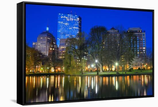 Skyline of Boston, Massachusetts from Boston Public Garden.-SeanPavonePhoto-Framed Stretched Canvas