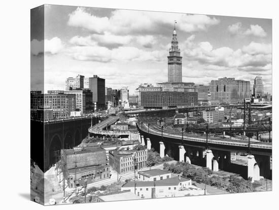 Skyline of Cleveland-Carl McDow-Stretched Canvas