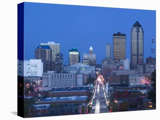 Skyline of Des Moines, Iowa, USA-Walter Bibikow-Stretched Canvas