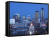 Skyline of Des Moines, Iowa, USA-Walter Bibikow-Framed Stretched Canvas