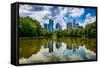 Skyline of Downtown Atlanta, Georgia from Piedmont Park-Rob Hainer-Framed Stretched Canvas