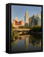 Skyline of Downtown, Omaha, Nebraska-Gayle Harper-Framed Stretched Canvas