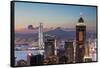 Skyline of Hong Kong Island and Kowloon at Sunset, Hong Kong-Ian Trower-Framed Stretched Canvas