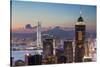 Skyline of Hong Kong Island and Kowloon at Sunset, Hong Kong-Ian Trower-Stretched Canvas