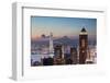 Skyline of Hong Kong Island and Kowloon at Sunset, Hong Kong-Ian Trower-Framed Photographic Print