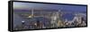 Skyline of Hong Kong Island and Kowloon from Victoria Peak at dusk, Hong Kong Island-Ian Trower-Framed Stretched Canvas