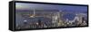 Skyline of Hong Kong Island and Kowloon from Victoria Peak at dusk, Hong Kong Island-Ian Trower-Framed Stretched Canvas