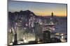 Skyline of Hong Kong Island at sunset, Hong Kong, China-Ian Trower-Mounted Photographic Print