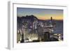 Skyline of Hong Kong Island at sunset, Hong Kong, China-Ian Trower-Framed Photographic Print