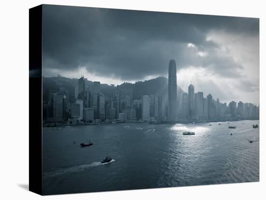 Skyline of Hong Kong Island Viewed across Victoria Harbour, Hong Kong, China-Jon Arnold-Stretched Canvas