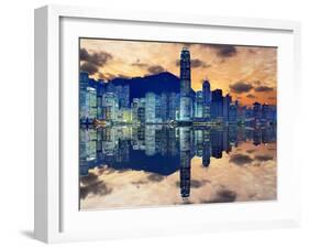 Skyline of Hong Kong Island-Sean Pavone-Framed Photographic Print