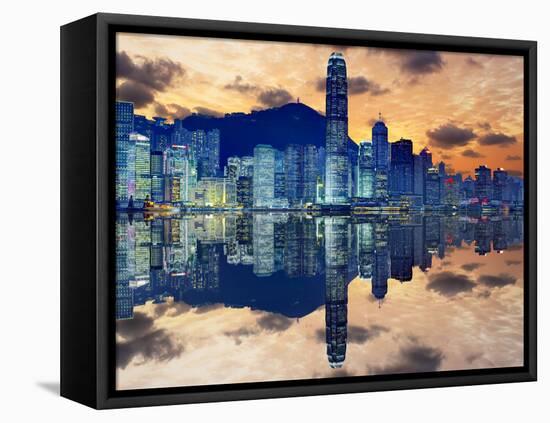 Skyline of Hong Kong Island-Sean Pavone-Framed Stretched Canvas