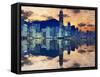 Skyline of Hong Kong Island-Sean Pavone-Framed Stretched Canvas