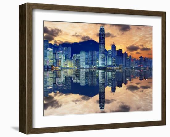 Skyline of Hong Kong Island-Sean Pavone-Framed Premium Photographic Print