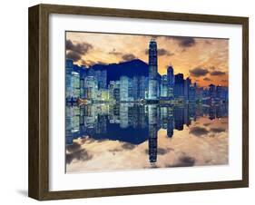 Skyline of Hong Kong Island-Sean Pavone-Framed Premium Photographic Print