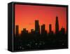 Skyline of Los Angeles at Sunset, CA-Mitch Diamond-Framed Stretched Canvas