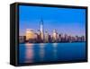 Skyline of Lower Manhattan at Night-BackyardProductions-Framed Stretched Canvas