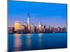 Skyline of Lower Manhattan at Night-BackyardProductions-Mounted Photographic Print