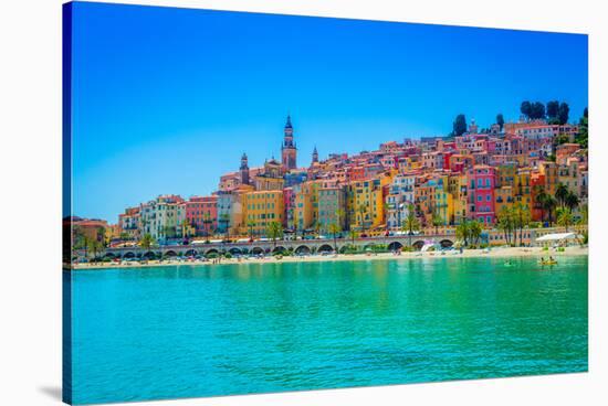 Skyline of Menton, Alpes-Maritimes, Cote D'Azur, Provence, French Riviera-Laura Grier-Stretched Canvas