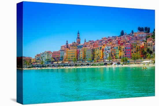 Skyline of Menton, Alpes-Maritimes, Cote D'Azur, Provence, French Riviera-Laura Grier-Stretched Canvas