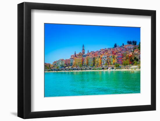 Skyline of Menton, Alpes-Maritimes, Cote D'Azur, Provence, French Riviera-Laura Grier-Framed Photographic Print